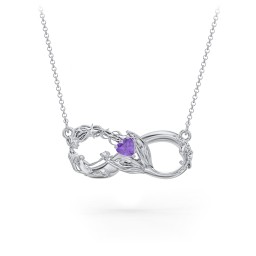 Magical Mermaid Infinity Necklace in 925 Sterling Silver with Amethyst