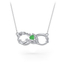 Magical Mermaid Infinity Necklace in 925 Sterling Silver with Emerald