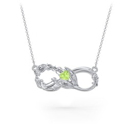 Magical Mermaid Infinity Necklace in 925 Sterling Silver with Peridot