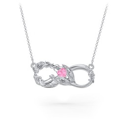 Magical Mermaid Infinity Necklace in 925 Sterling Silver with Pink Tourmaline