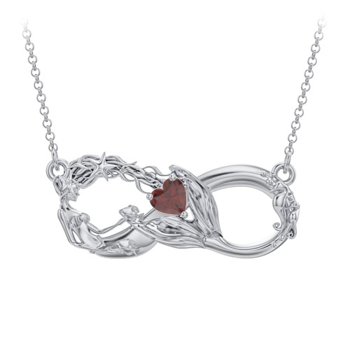 Magical Mermaid Infinity Necklace – Sterling Silver with Garnet