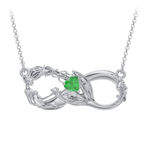 Magical Mermaid Infinity Necklace – Sterling Silver with Emerald
