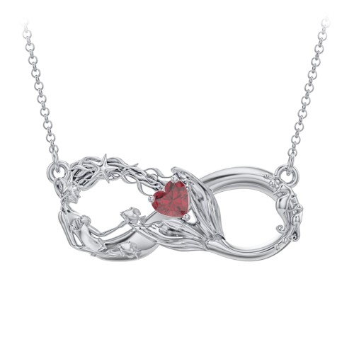 Magical Mermaid Infinity Necklace – Sterling Silver with Ruby