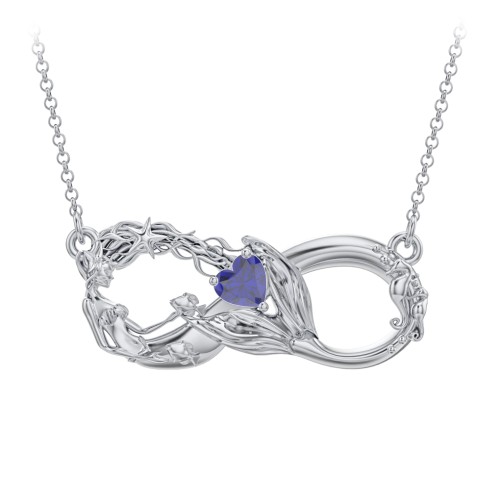 Magical Mermaid Infinity Necklace – Sterling Silver with Blue Sapphire
