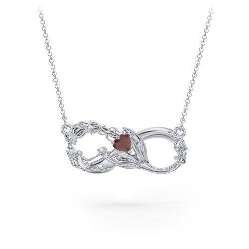 Magical Mermaid Infinity Necklace – Sterling Silver with Garnet