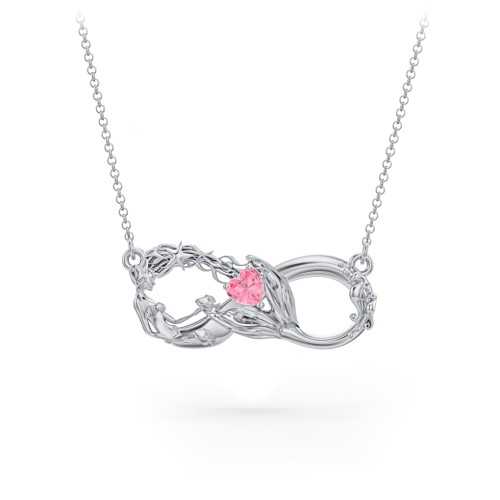 Magical Mermaid Infinity Necklace – Sterling Silver with Pink Tourmaline