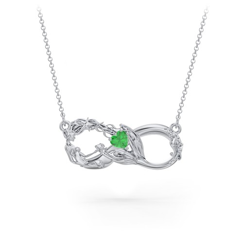 Magical Mermaid Infinity Necklace – Sterling Silver with Emerald