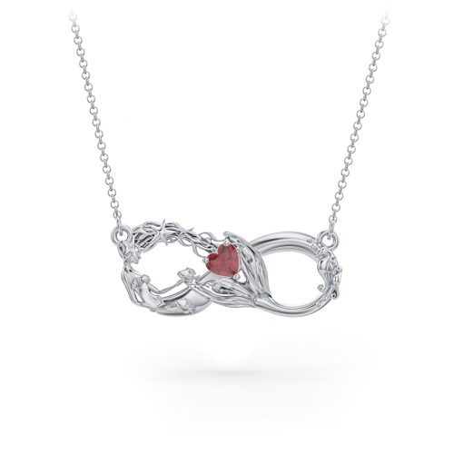 Magical Mermaid Infinity Necklace – Sterling Silver with Ruby