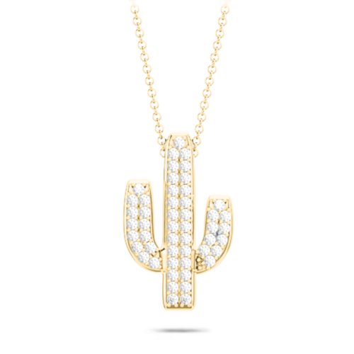 Feelin' Prickly Cactus Necklace – 10K Yellow Gold with White Premium Zirconia