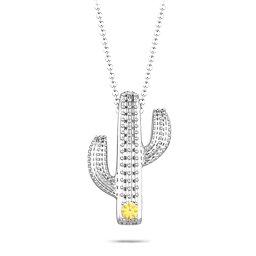 Cutesy Cactus Necklace in 925 Sterling Silver with Citrine