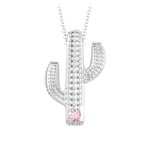 Cutesy Cactus Necklace – Sterling Silver with Pink Tourmaline