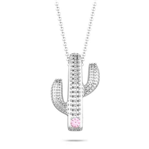 Cutesy Cactus Necklace – Sterling Silver with Pink Tourmaline
