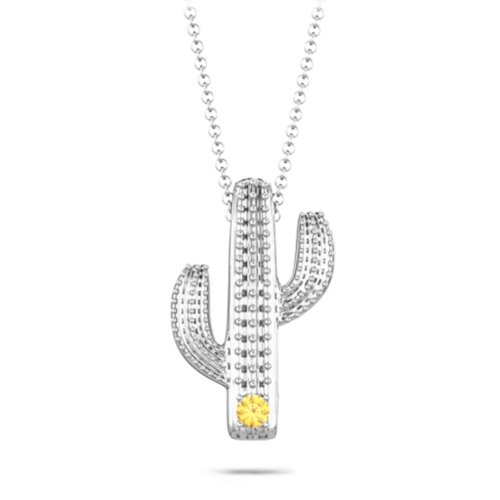 Cutesy Cactus Necklace – Sterling Silver with Citrine