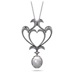 Sparkling Seduction Vintage Inspired Cabochon Charm Pendant in 925 Sterling Silver with Opal and Alexandrite