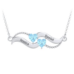 Hearts on a Wave Pendant in 925 Sterling Silver