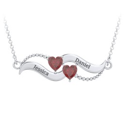 Hearts on a Wave Pendant in 925 Sterling Silver