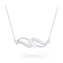 Hearts on a Wave Pendant in 925 Sterling Silver with Diamond