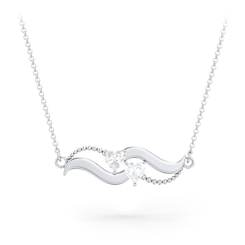 Hearts on a Wave Pendant – Sterling Silver with Diamond