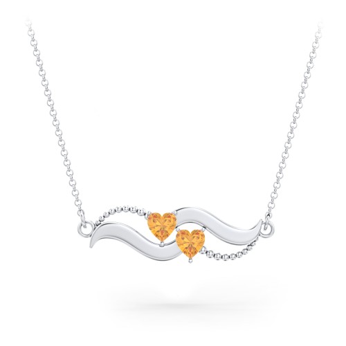 Hearts on a Wave Pendant – Sterling Silver with Citrine
