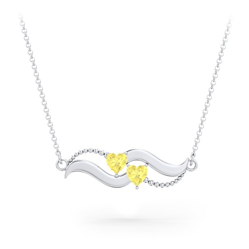 Hearts on a Wave Pendant – Sterling Silver with Citrine