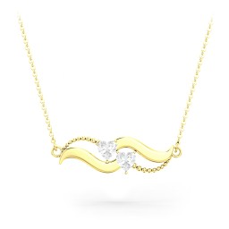 Hearts on a Wave Pendant in 10K Solid Yellow Gold