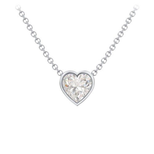 Sterling Silver Cubic Zirconia Solitaire Heart Pendant – Sterling Silver