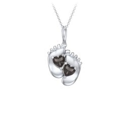 Engravable Baby Feet Two Stone Pendant