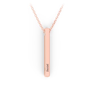 10k Rose Gold Vertical 3d Bar With Engraving Jewlr