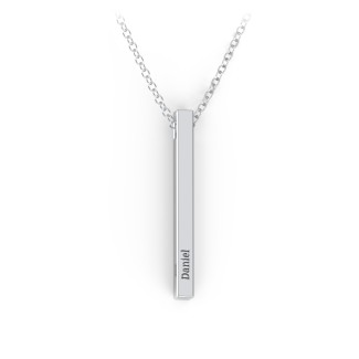 3D Sterling Silver Personalised Solid Vertical Bar Pendant Necklace