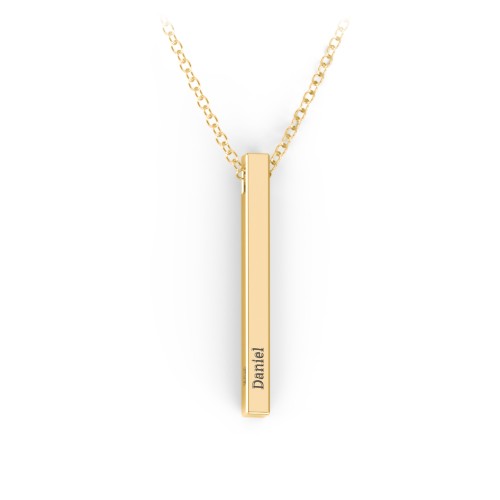 Vertical 3D Bar Necklace with Engraving – Vermeil