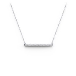 Horizontal Bar Necklace with Gemstones in 925 Sterling Silver with Diamond