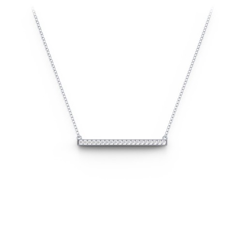 Horizontal Bar Necklace with Gemstones – Sterling Silver with Diamond