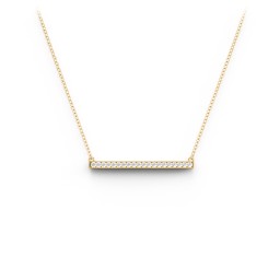 Horizontal Bar Necklace with Gemstones in 10K Solid Yellow Gold with White Premium Zirconia