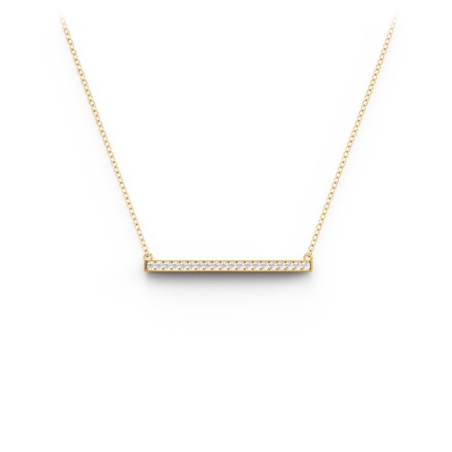 Horizontal Bar Necklace with Gemstones – 10K Yellow Gold with White Premium Zirconia