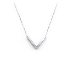 "V" Necklace with Gemstones – Sterling Silver with White Premium Zirconia