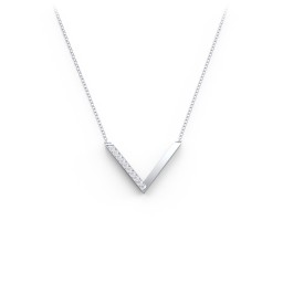 "V" Necklace with Gemstones in 925 Sterling Silver with White Premium Zirconia