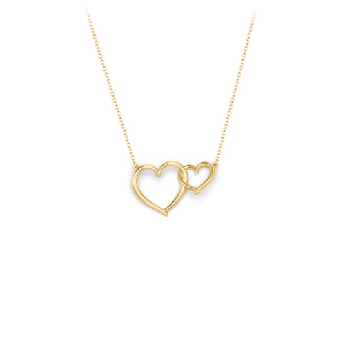 Linked Hearts Pendant – 10K Yellow Gold