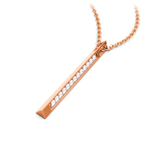 Triangle Bar Pendant with Accents – 10K Rose Gold with White Premium Zirconia