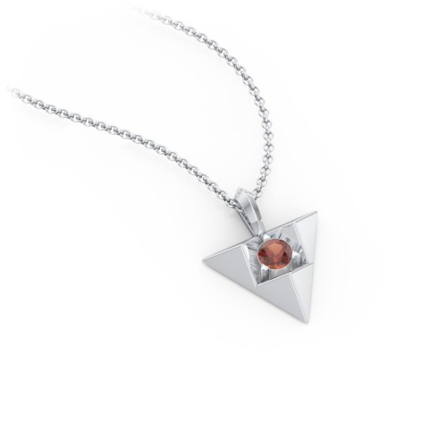Triangle Pendant with Gemstone – Sterling Silver with Garnet