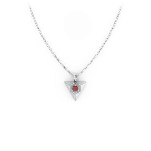 Triangle Pendant with Gemstone – Sterling Silver with Garnet
