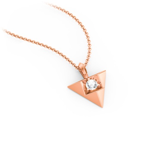 Triangle Pendant with Gemstone – 10K Rose Gold with Cubic Zirconia