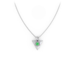 Triangle Pendant with Gemstone in 925 Sterling Silver with Emerald