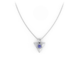 Triangle Pendant with Gemstone in 925 Sterling Silver with Blue Sapphire