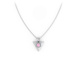 Triangle Pendant with Gemstone in 925 Sterling Silver with Pink Tourmaline