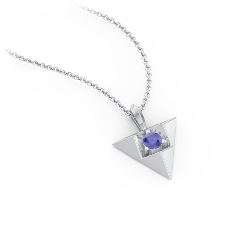 Triangle Pendant with Gemstone – Sterling Silver with Blue Sapphire