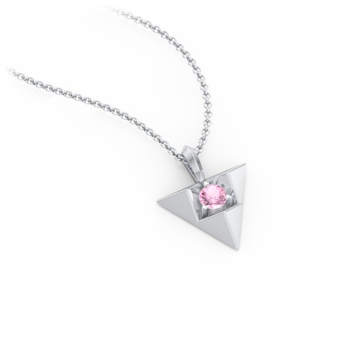 Triangle Pendant with Gemstone – Sterling Silver with Pink Tourmaline