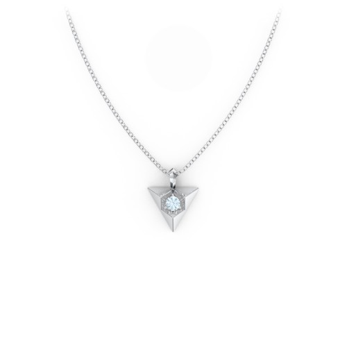 Triangle Pendant with Gemstone – Sterling Silver with Aquamarine