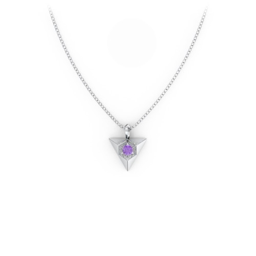 Triangle Pendant with Gemstone – Sterling Silver with Amethyst