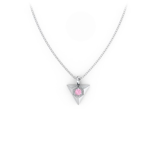 Triangle Pendant with Gemstone – Sterling Silver with Pink Tourmaline