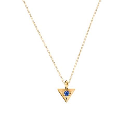 Triangle Pendant with Gemstone – 10K Yellow Gold with Cubic Zirconia